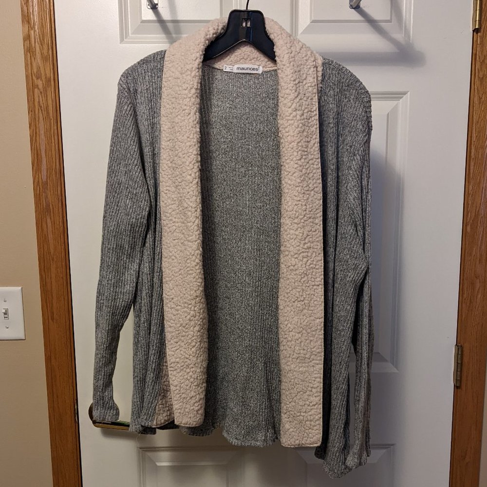 Maruices Faux Fur Gray Cardigan